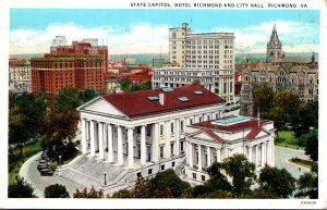 Virginia Richmond State Capitol Hotel Richmond and City Hall 1937 Curteich