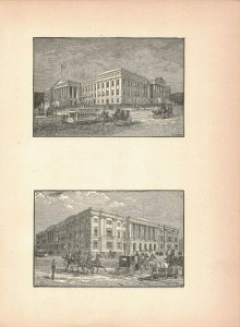 Circa 1890's Washington DC Capitol Buildings Victorian Engraving 2v1-76d 