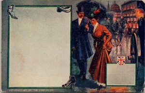 Man Woman Couple Umbrella British Flag Unused c1911 The Como Co Postcard H42