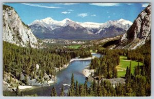 Bow Valley And River From Banff Springs Hotel, Alberta, Aerial View Postcard