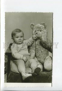 3177094 Charming Kid w/ Huge TEDDY BEAR old Russian PHOTO 1961