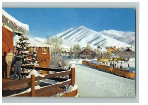  Chrome Postcard Meeting Place Sun Valley Idaho Union Pacific Railroad Ski Slope 