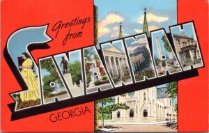 Postcard Greetings from Savannah Georgia Large Letter Kropp 7421N-147
