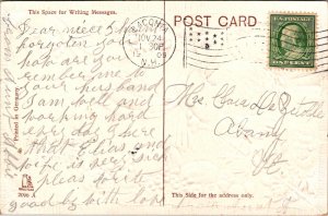 Thanksgiving Greetings, Turkey, Flag Embossed c1909 Vintage Postcard Y34