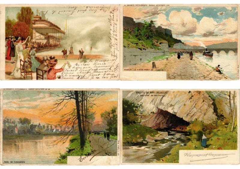 BELGIUM LITHOGRAPHY 37 Vintage LITHO postcards pre-1920 (L3841)