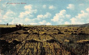 Harvseting the Crop Montana, USA Farming 1911 light postal marking on front