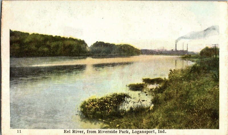 Eel River from Riverside Park, Logansport IN c1908 Vintage Postcard V35