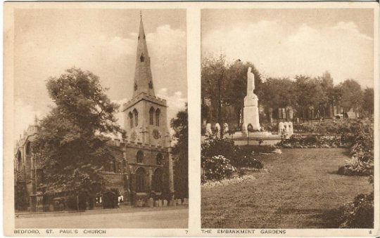 Bedford Saint Paul's Church and The Embankment Gardens Sepia tone images Vintage