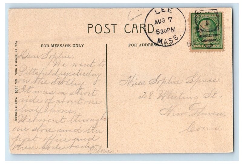 1909 Congregational Church Lee Massachusetts MA Antique Posted Postcard 