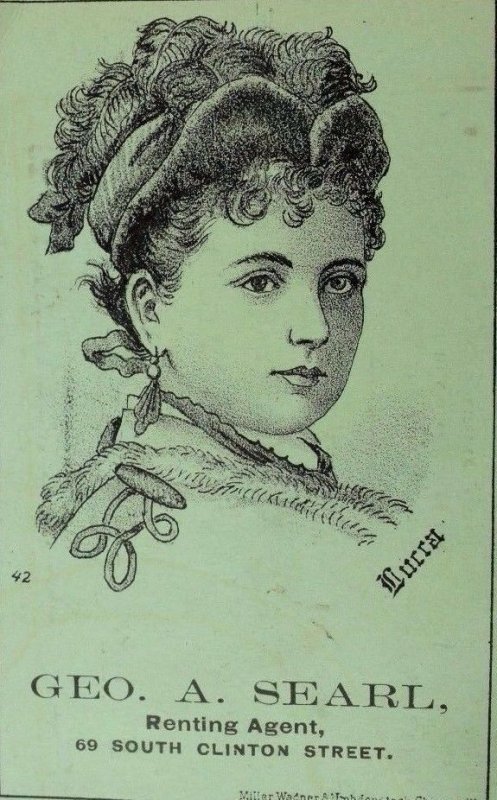 Geo. A. Searl Real Estate & Loans Famous Victorian lady Portrait P62