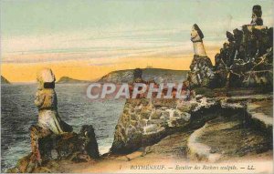 Postcard Old Rotheneuf Staircase Rochers Sculptes