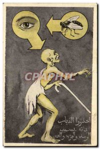 Old Postcard Fantasy Illustrator Fly Blind Eye Disease