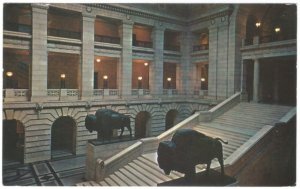 Grand Staircase, Legislative Building, Winnipeg MB, 1960 Postcard, Slogan Cancel