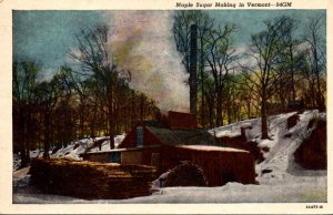 Vermont Maple Sugar Making Scene Curteich