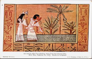 Egypt Ani and His Wife Drinking Water From the Celestial Nile Postcard C084