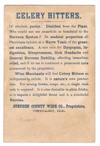 Victorian Trade Card Steuben County Wine Co Chicago Celery Bitters Advertising