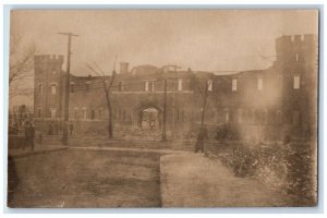 1908 Fire Disaster Armory View From Library Chelsea MA RPPC Photo Postcard 