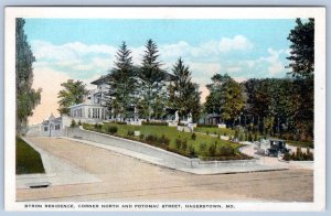 1929 HAGERSTOWN MARYLAND*MD*BYRON RESIDENCE NORTH & POTOMAC STREETS POSTCARD