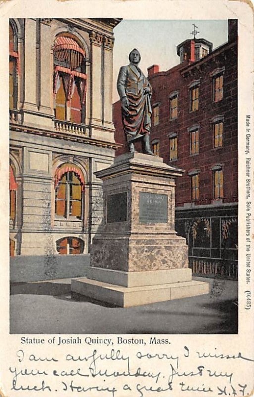 Statue of Josiah Quincy Copper Windows Boston, Massachusetts, USA 1907 writin...