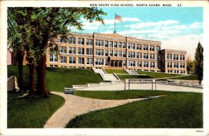 North Adams, MA Massachusetts  NEW DRURY HIGH SCHOOL  1944 Vintage Postcard