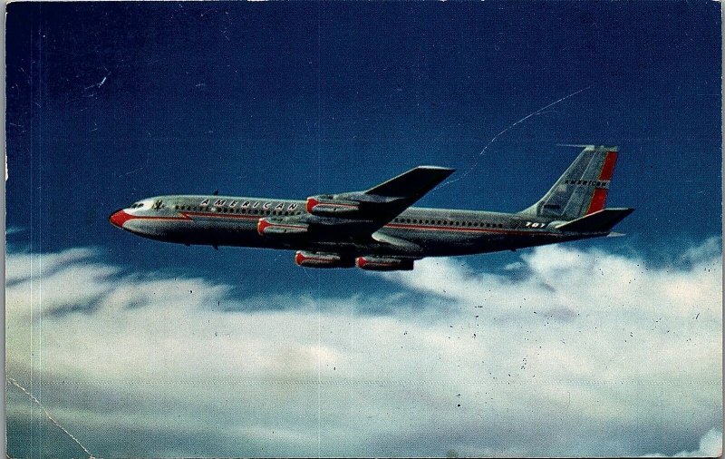 VINTAGE AMERICAN AIRLINES FIRST WITH JETS ACROSS US PHOTOCHROME POSTCARD 38-156