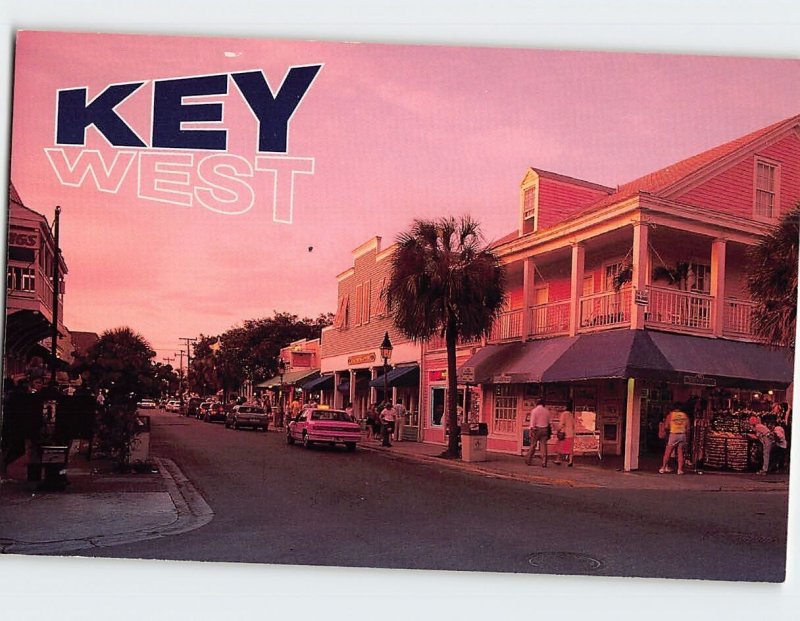 Postcard Duval Street at dusk, Key West, Florida