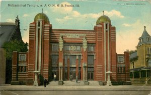 c1910 Wheelock Postcard; Peoria IL, Shriners Mohammed Temple, Fraternal