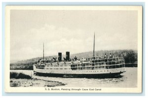 Steamer Ship S.S Boston Passing Through Cape Cod Canal Massachusetts MA Postcard 