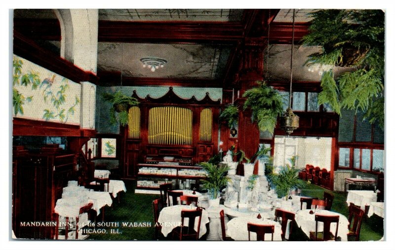 Mandarin Inn, Chicago, IL Pipe Organ Postcard *6L(3)18