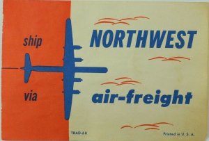 1940's-50's North-West Air Freight Luggage Label Original E18