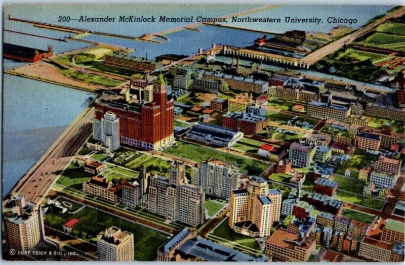 1940s Alexander McKinlock Campus Northwestern University Chicago IL Postcard