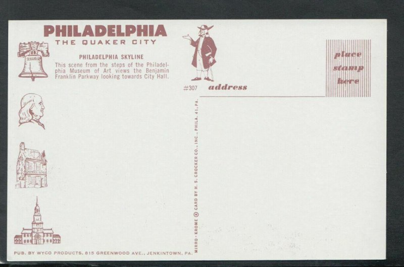 America Postcard - Philadelphia, The Quaker City, Pennsylvania    RS20185