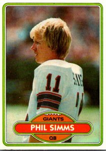 1980 Topps Football Card Phil Simms QB New York Giants sun0061