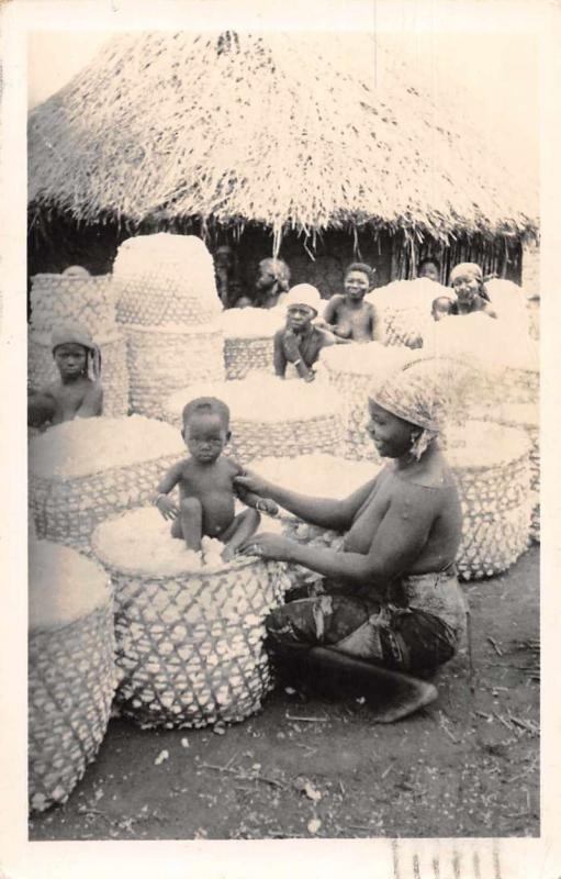 Meiganga Cameroon Africa Native Women with Children Real Photo Postcard J80384