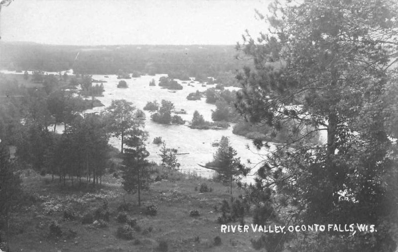 Oconto Falls Wisconsin River Valley Real Photo Vintage Postcard JF360242