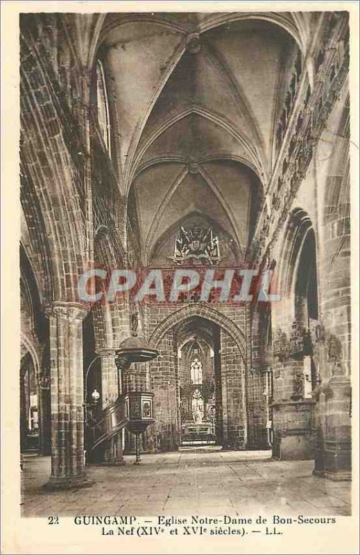 Postcard Old Guingamp Church of Our Lady of Good Help Nef (XIV and XVI Sieles)