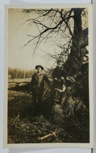 RPPC Man & Woman c1907 She is In Tree Posing Real Photo Postcard L16