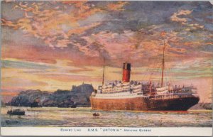 Postcard Ship Cunard Line RMS Antonia Arriving Quebec Canada