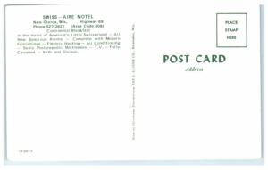 Vintage Swiss-Aire Motel, New Glarus, WI Postcard