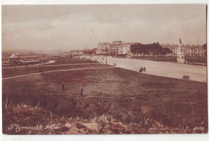 P987 old card view plymouth hoe england birds eye view