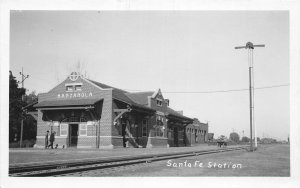 J9/ Manzanola Colorado RPPC Postcard c1920s Santa Fe Railroad Depot 21