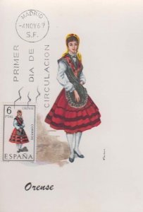 Orense Madrid Spanish Lady Fashion Dress Spain First Day Cover Stamp Postcard