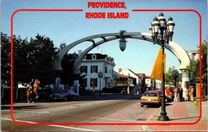 Providence Rhode Island Street View Horse Animals Old Cars Welcome Arch Postcard 91657414401