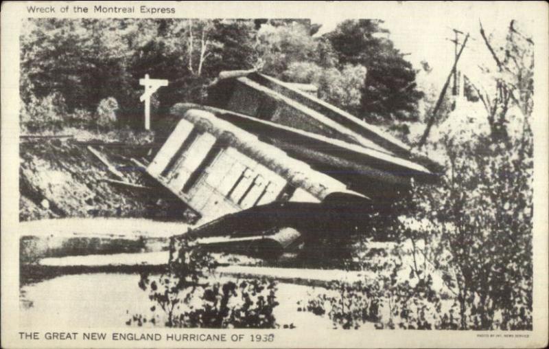 Montreal - RR Train Wreck 1938 Hurricane Postcard