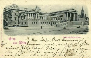 austria, VIENNA WIEN, Reichsrathsgebäude Parliament (1897) Postcard