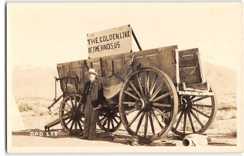 RPPC DAD LEE Stagecoach Oreana, NV Golden Link 1932 Vintage Photo Postcard