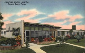 Ormond Beach Florida FL Hospital 1930s-50s Linen Postcard