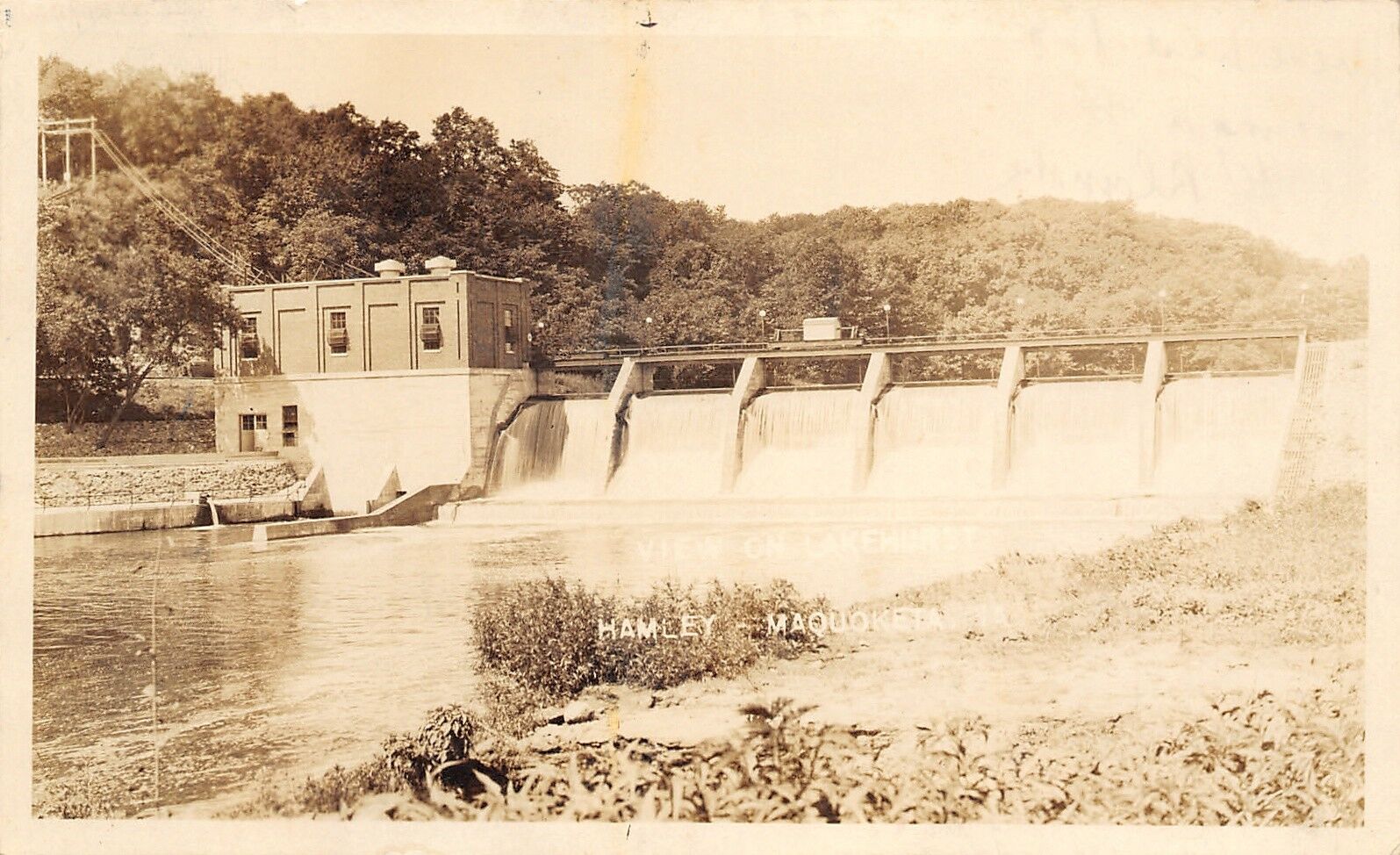 Maquoketa IowaCloseup of Lakehurst Hydroelectric River Dam1926 Hamley