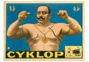 Cyklop Strongman Breaks Chains Circus Modern Postcard