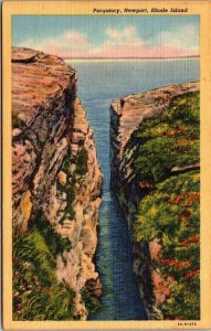 Vtg Newport Rhode Island RI Purgatory 1930s Unused Linen Postcard